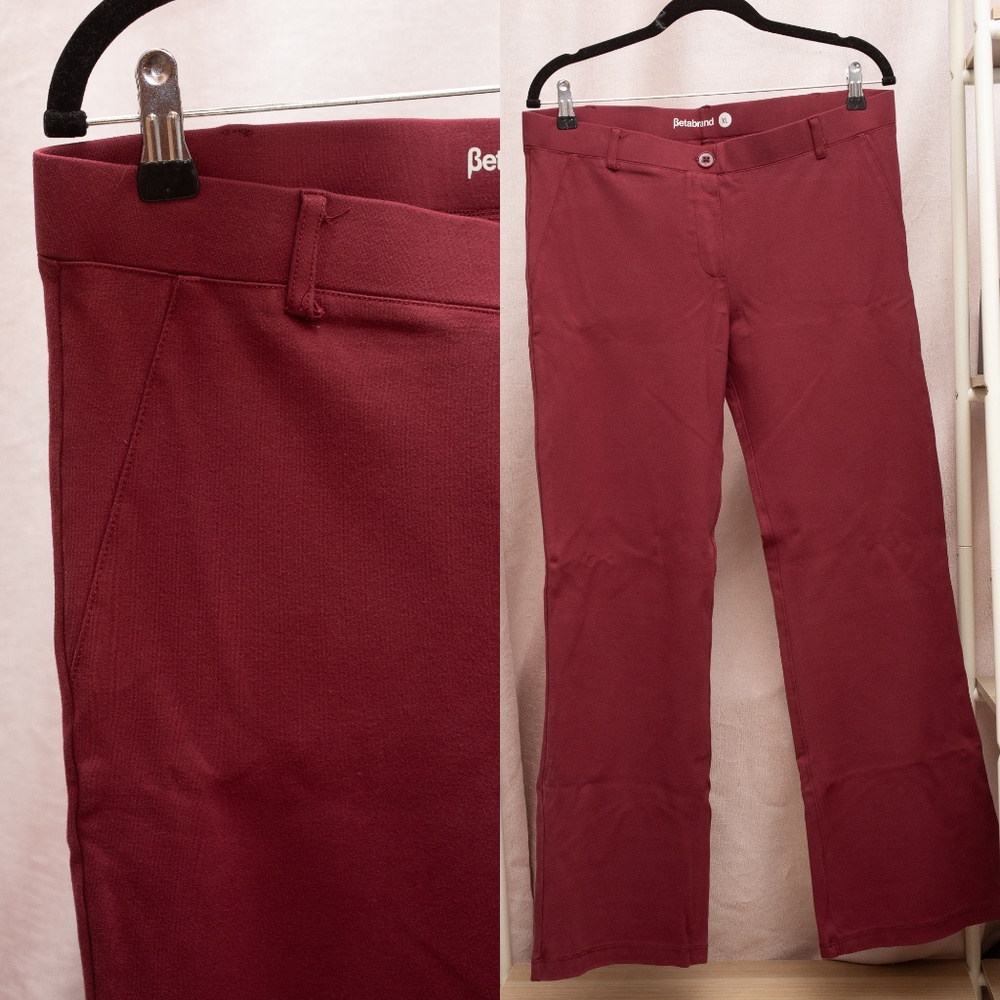 BetaBrand Maroon Burgundy Red Wide Leg Straight Leg Leggings Stretchy Pants XL